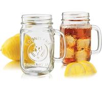 Taoyanmo Lot de 2 verres à boire en verre de 500 ml avec couvercle, verres à thé à bulles, verres à anse réutilisables, pour ranger des smoothies, des céréales, des desserts, du café, du yaourt, dans