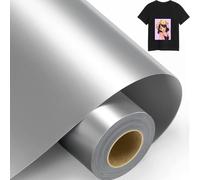 TAOYIO Rouleau Vinyle Thermocollant argent Tissus 14,5 CM x 3 M avec Outil Désherber, Flex Thermocollant pour Tissus, Cricut et Découpe Silhouette
