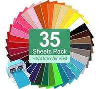 TAOYIO Smart Iron On pour Cricut Joy, 35 Feuilles Vinyle de Transfert de Chaleur, 14 cm x 30,5 cm Vinyle Thermocollant Cricut, Flex Thermocollant pour Tissus DIY T-Shirts, Vêtements, Chapeaux
