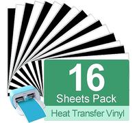 TAOYIO Smart Iron On pour Cricut Joy, 8 Feuilles noir et blanc Vinyle de Transfert de Chaleur, 14 cm x 30,5 cm Vinyle Thermocollant, Flex Thermocollant pour Tissus DIY T-Shirts, Vêtements, Chapeaux