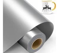 TAOYIO Vinyl Rouleau de Vinyle Adhesif Permanent 14 X 600cm argent, Vinyle Adhésif Permanent pour Cri-cut Joy, pour Silhouette Cameo, Cadeaux de Bricolage, Mug, Verre, Panneaux