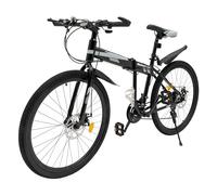 Taozhiyy VTT 26", 21 vitesses, frein à disque pour les enfants de 165 à 180 cm, vitesse pliable, pour homme, femme, garçon et fille (noir/argent)
