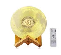 TAOZHUGONG Quran Lampe de lune Bluetooth Quran Smart Touch - Veilleuse LED 3D - 16 couleurs - Lecteur haut-parleur coran - Télécommande - Petite lampe lune (A)