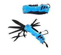 Taozoey Couteau de poche, 12 en 1, outil de poche, outil multifonction pliable avec décapsuleur, couteau, tournevis, lime, scie, pince et sac (bleu)