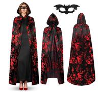 Taozoey Deguisement Halloween Homme, Cape Halloween Femme, Cape à Capuche Noire pour Cosplay Vampire Sorcière