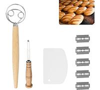Taozoey Fouet Danois, Lame Boulanger, Fouet à Pâte Danois, Lame a Pain Boulanger, Fouet à Pâte à Pain, Ensemble Coupe-Pâte et Fouet Danois, Fouet pour Pizza, Gâteau, Pâtisserie, Pâte