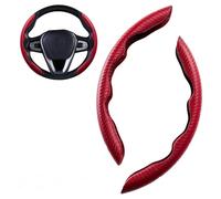 TaoZong Couvre Volant de Voiture pour Mitsubishi Pajero Old Mitsubishi Pajero Sport, Protection de Volant Fibre de Carbone Accessoires,C/Red