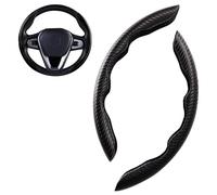 TaoZong Couvre Volant de Voiture pour Mitsubishi Pajero Old Mitsubishi Pajero Sport, Protection de Volant Fibre de Carbone Accessoires,A/Black