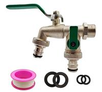 Tap de jardin à double prise avec entrée de 1/2 pouce et deux prises 3/4 pouces, alliage zinc à l'extérieur pour le séparateur tuyaux jardin, utilisation l'eau ménage ou industrie