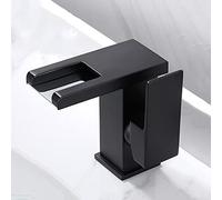 Tap LED, 3-Color Changing Lavatory Vanity Faucet, taps for Bathroom Brass, Hot and Cold Water Single Handle 1 Hole Waterfall Basin Mixer, Black