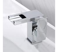 Tap LED, 3-Color Changing Lavatory Vanity Faucet, taps for Bathroom Brass, Hot and Cold Water Single Handle 1 Hole Waterfall Basin Mixer, Chrome