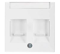 Tapa central con protección de suciedad y portaetiquetas doble, series berker S.1/ B.3/ B.7 de hager, blanco polar, brillo