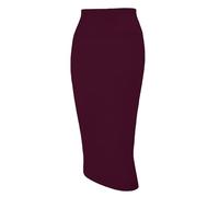 Tapata Jupe Crayon Femme au Genou à Taille Haute Midi Ceinture Élasticité Bodycon, Bourgogne, Large