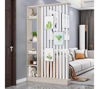 TAPAUVCK 1 Ensemble de paravents élégants en Bois avec étagère - Paravent de confidentialité Autonome for la décoration intérieure et Les Solutions de Rangement(Khaki+White,47.2x9.4x79.5in)