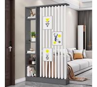 TAPAUVCK 1 Ensemble de paravents élégants en Bois avec étagère - Paravent de confidentialité Autonome for la décoration intérieure et Les Solutions de Rangement(Gray+White,47.2x9.4x79.5in)