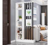 TAPAUVCK 1 Ensemble de paravents élégants en Bois avec étagère - Paravent de confidentialité Autonome for la décoration intérieure et Les Solutions de Rangement(White+Black,31.4x9.4x79.5in)