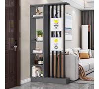 TAPAUVCK 1 Ensemble de paravents élégants en Bois avec étagère - Paravent de confidentialité Autonome for la décoration intérieure et Les Solutions de Rangement(Gray+Black,31.4x9.4x79.5in)