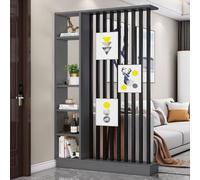 TAPAUVCK 1 Ensemble de paravents élégants en Bois avec étagère - Paravent de confidentialité Autonome for la décoration intérieure et Les Solutions de Rangement(Gray+Black,47.2x9.4x79.5in)