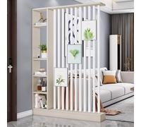 TAPAUVCK 1 Ensemble de paravents élégants en Bois avec étagère - Paravent de confidentialité Autonome for la décoration intérieure et Les Solutions de Rangement(Khaki+White,55.1x9.4x79.5in)