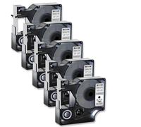 Tape d'étiquette de 12 mm de 5pk Compatible avec D1 45022 Étiquettes standard noires sur l'argent Compatible avec LabelManager 100 120p 150 260p 280 Ruban compatible