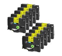 Tape Étiquette 10 Pack 6-24 mm Compatible avec TZ-S131 TZE-S231 S631 Black on White Strong Adhesive Compatible avec PT-1010 Modèles compatibles(Black on yellow)