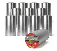 TAPEBEAR 12 Rouleaux Butyle en Étanche Ruban 200mm x 5m, Adhésif Ruban Butyle Correctifs Imperméables de Réparation pour fuite de toit, fissure de surface, écart de rebord de fenêtre, rupture de tuyau