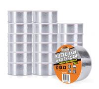 TAPEBEAR Butyle en Étanche Ruban 50mm x 10m, Ruban De Papier D'Aluminium Butyle, Imperméables Ruban De Réparation Pour Fuite De Toit, Trou De Surface, Fissure De Tuyau, Lot De 16