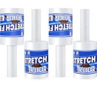 TAPEBEAR Film Étirable Avec Poignée, Palette Wrap Transparent Pellicule Plastique 10cm x 305M Film Rétractable pour Emballage Le Déménagement et L'expédition, Lot de 4