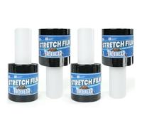 TAPEBEAR Film étirable noir 100mm x 305m - 4 Rouleaux - 60 Microns - Pour emballage professionnel, palettes, déménagement - Adhésif auto-agrippant - Poignée intégrée