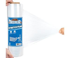 TAPEBEAR Film Étirable Transparent 457mm x 457M Résistance Industrielle Palette Wrap Pellicule Plastique, Film Rétractable pour Emballage Le Déménagement et L'expédition