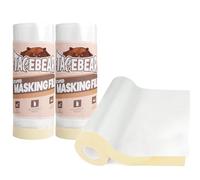 TAPEBEAR Masker Avec Ruban De Masquage, 1400mm x 27M Transparente Film Peinture, Ruban Adhésif De Masquage Avec Bâche De Protection En Plastique Pour Protection Sol Meubles, Lot De 3