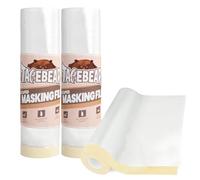TAPEBEAR Masker Avec Ruban De Masquage, 2600mm x 27M Transparente Film Peinture, Ruban Adhésif De Masquage Avec Bâche De Protection En Plastique Pour Protection Sol Meubles, Lot De 3