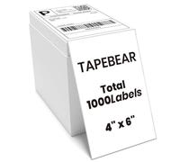 TAPEBEAR Rouleau d'étiquettes thermiques 10x15cm - 1000 Étiquettes - Format fanfold - Pour adresses, colis - Résistance à l'eau et aux frottements - Solution professionnelle