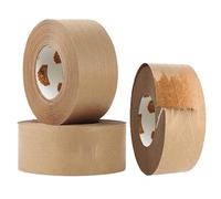 TAPEBEAR Ruban Adhésif à Eau Ruban Kraft Renforcé Fibres 50mm x 50m, Écologique et Sécurisé pour Emballage Industriel (3 Rouleau)