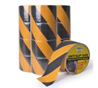 TAPEBEAR Ruban Adhésif Antidérapant, Ruban De Sécurité Antidérapant, Bande D'marquage, Haute Traction, Noir/Jaune, Pour Les Escalier, Les Marches, Intérieure Et Extérieure, 100mmx18m, 12 Rouleaux