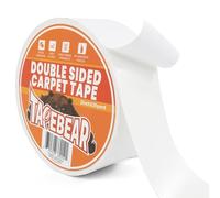 TAPEBEAR Ruban Adhésif Double Face Pour Tapis Extra Fort Fixation Tapis 50mm x 18M, Sans Résidus Ultrarésistant Antidérapant Pour Paillassons, Moquetteet, Carpettes, Blanc