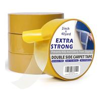 TAPEBEAR Ruban Adhesif Double Face Pour Tapis, Ruban Adhésif Ultrarésistant Antidérapant, Ruban à Tapis Extra Fort, Pour Paillassons, Moquetteet, Carpettes, 50mmx36m, 4 rouleaux