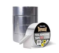 TAPEBEAR Ruban Adhésif En Aluminium Renforcé, Ruban Adhésif En En Fibre De Verre, Bande Haute Températures, Résister à 80°C à 100°C，Pour Réparation, 2inch X 65yard, Argent, Lot De 5