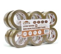 TAPEBEAR Ruban Adhésif Marron 48mm x 66m, Ruban Adhésif à Déroulement Faible Bruit pour Emballage, Fermeture Sûre, pour L'emballage de Boîtes, Expédition, Déménagement et Artisanat, Lot de 12