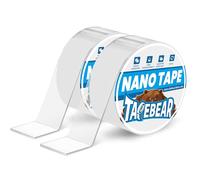 TAPEBEAR Ruban adhésif nano 50 mm x 3 m, double face, réutilisable, sans laisser de résidus, pour images, posters, tapis, décoration, passe au lave-vaisselle, renforce
