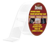 TAPEBEAR Ruban Adhésif Nano Double Face 30mm x 5m, Extra Fort, Réutilisable et Sans Trace pour Photos, Posters, Tapis (2mm d'épaisseur)