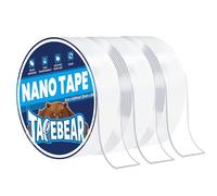 TAPEBEAR - Ruban adhésif Nano double face très résistant 1" x 3 m, ruban de montage réutilisable et solide, bandes adhésives transparentes pour mur, Amovible, sans trace pour accrocher des images