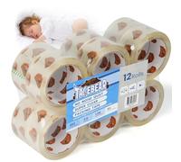TAPEBEAR Ruban adhésif Silencieux pour emballage 48mm x 50m, Transparence élevée ruban adhésif déménagement, bureau et stockage, 12 rouleaux