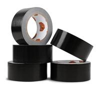 TAPEBEAR Ruban Adhésif Toilé 48mm x 27m, Noir Heavy Duty Duct Tape, Ruban Adhésif Imperméable de 9mil d'épaisseur, déchirable à la main pour les réparations, scellage, d'étiquetage, 5 rouleaux