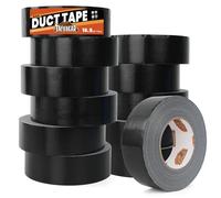 TAPEBEAR Ruban Adhésif Toilé 48mm x 32m, Noir Heavy Duty Duct Tape, Ruban Adhésif Imperméable de 16.5mil d'épaisseur, déchirable à la main pour les réparations, scellage, d'étiquetage, 12 rouleaux