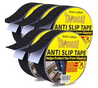 TAPEBEAR Ruban antidérapant noir 50mm x 18m - 5 Rouleaux - Bande adhésive sécurité pour escaliers, marches - Adhésif puissant, imperméable - Pour intérieur/extérieur - Compatible multiples surfaces
