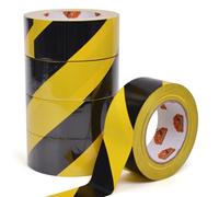 TAPEBEAR Ruban De Marquage Au Sol PVC, Ruban De Signalisation, Bande Adhésive Pour La Sécurité, Pour L'avertissement De Danger Noir et jaune, 2inch X 50yard,5Rouleaux