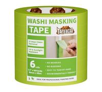 TAPEBEAR Ruban de Masquage Vert 18mm x 55m x 6 Rouleaux, Faible adhésion pour Peinture Intérieure/Extérieure, Retrait Propre 21 Jours, pour Lignes Nettes Mur et Étiquetage