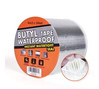 TAPEBEAR Ruban de Papier d'Aluminium Butyle Super Étanche - Bande Adhésive Autocollante pour Réparation de Fuites - Étanchéité Toiture, Tuyaux, Façades, Fissures et Trous - 10 cm x 5 m