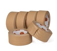 TAPEBEAR Ruban De Papier Gommé 50mm x 50m, Ruban D'expédition Brun Renforcé De Fibre De Verre Kraft Papier Ruban De Papier Activé à L'eau Pour Boîtes D'emballage, 6 Rouleau